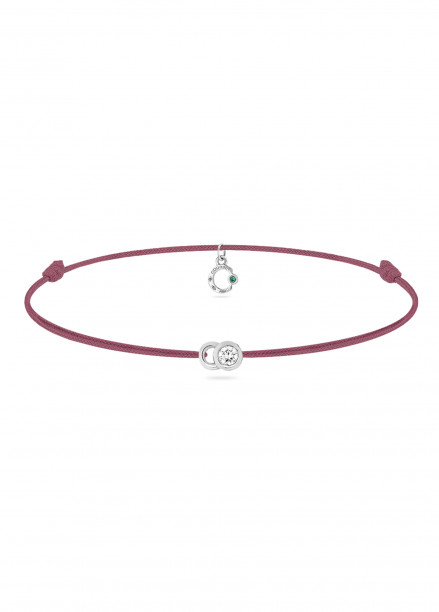 Bracelet cordon LET'S COMMIT bois de rose en or blanc - Face - Courbet