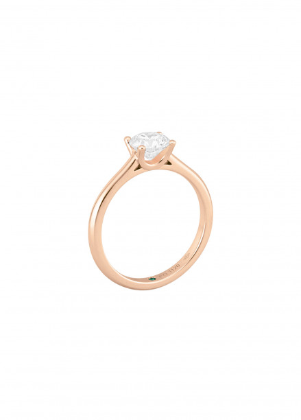 Solitaire 4 griffes ""C"" de Courbet en or rose 18K et diamant synthétique - Courbet - Courbet