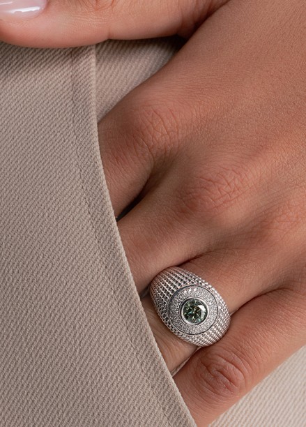 Bague COLETTE or blanc diamant vert - vue 1 - Courbet