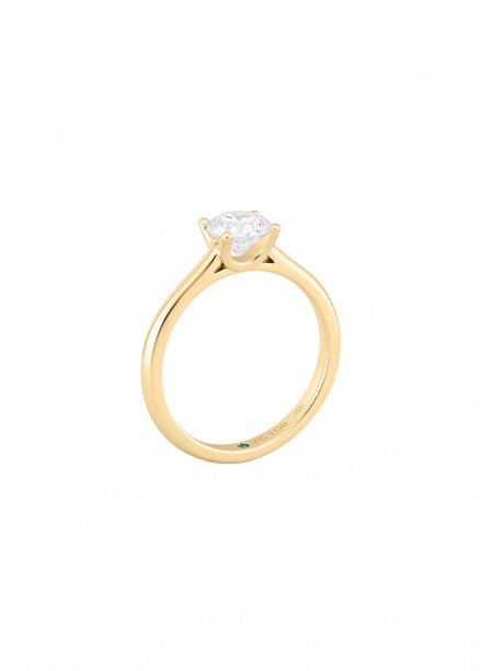 Solitaire 4 griffes ""C"" de Courbet en or jaune 18K et diamant synthétique - Courbet - Courbet