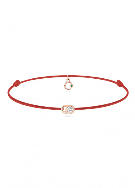 Bracelet cordon LET'S COMMIT rouge carmin en or rose - Face - Courbet