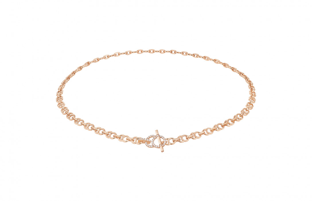 Collier chaîne CELESTE 43cm fermoir pavé en or rose - P1 - Courbet