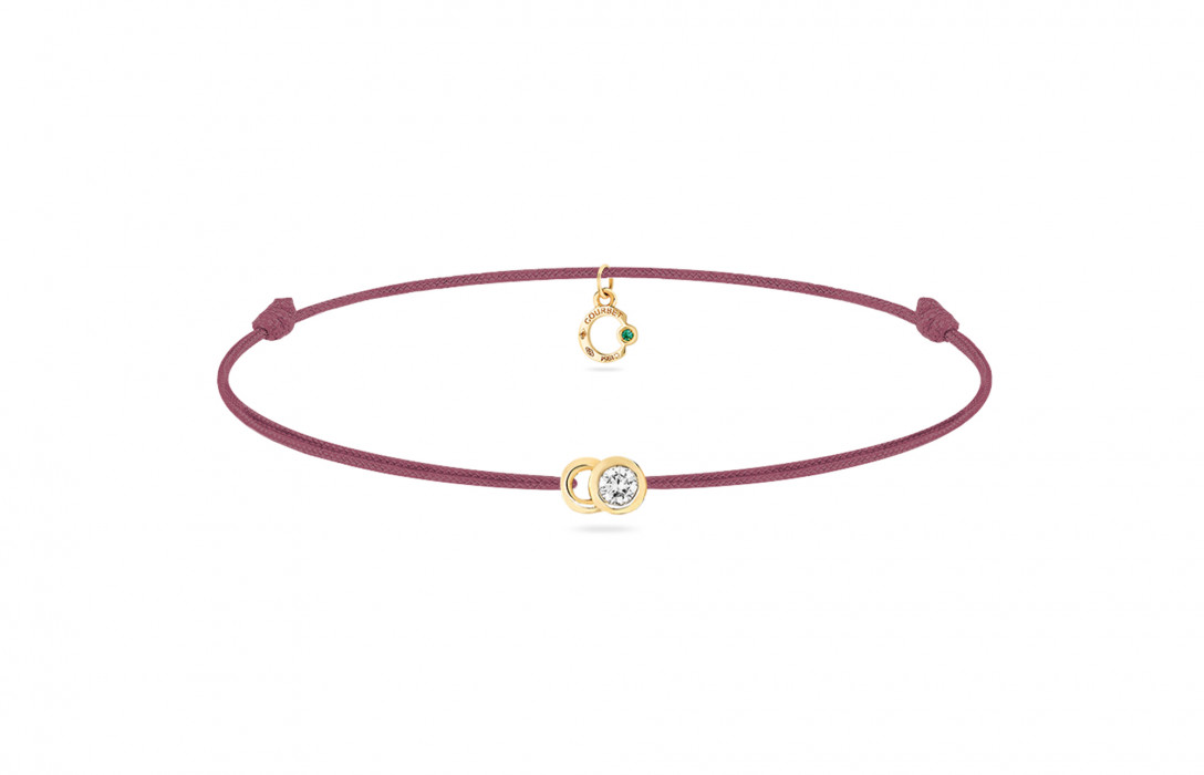 Bracelet cordon LET'S COMMIT bois de rose en or jaune - Face - Courbet