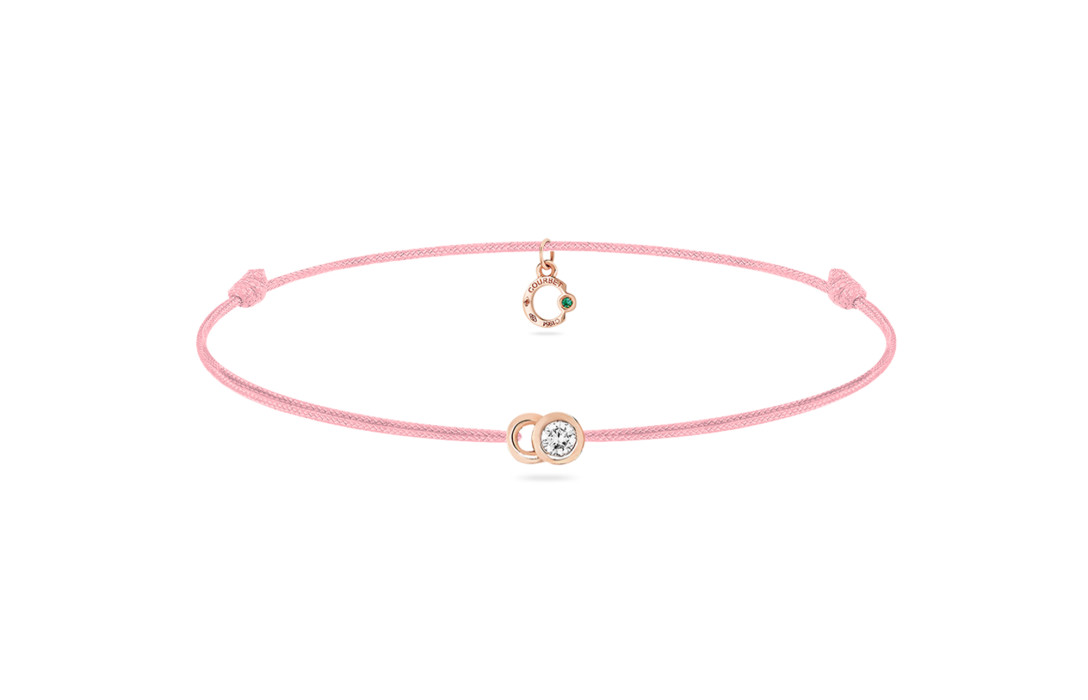 Bracelet cordon LET'S COMMIT rose ballerine en or rose - Face - Courbet