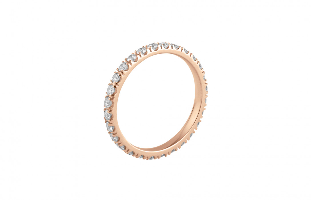 Alliance full-pavée (1,8mm) - Or rose 18K (1,50 g), diamants 0,60 ct - Courbet