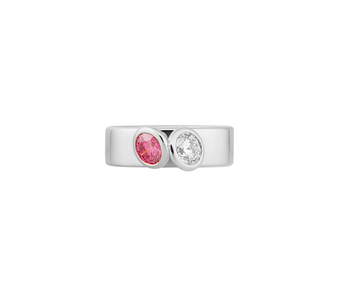 Bague 2 Courbet - Or blanc 18K (7,00g), 2 diamants (1 rose) 1ct - Vue 3