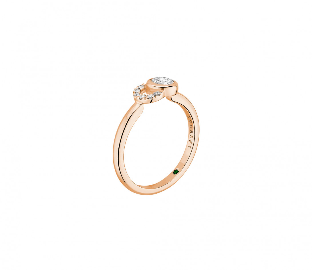 Bague CO - Or rose 18K, diamants synthétiques - Vue 2