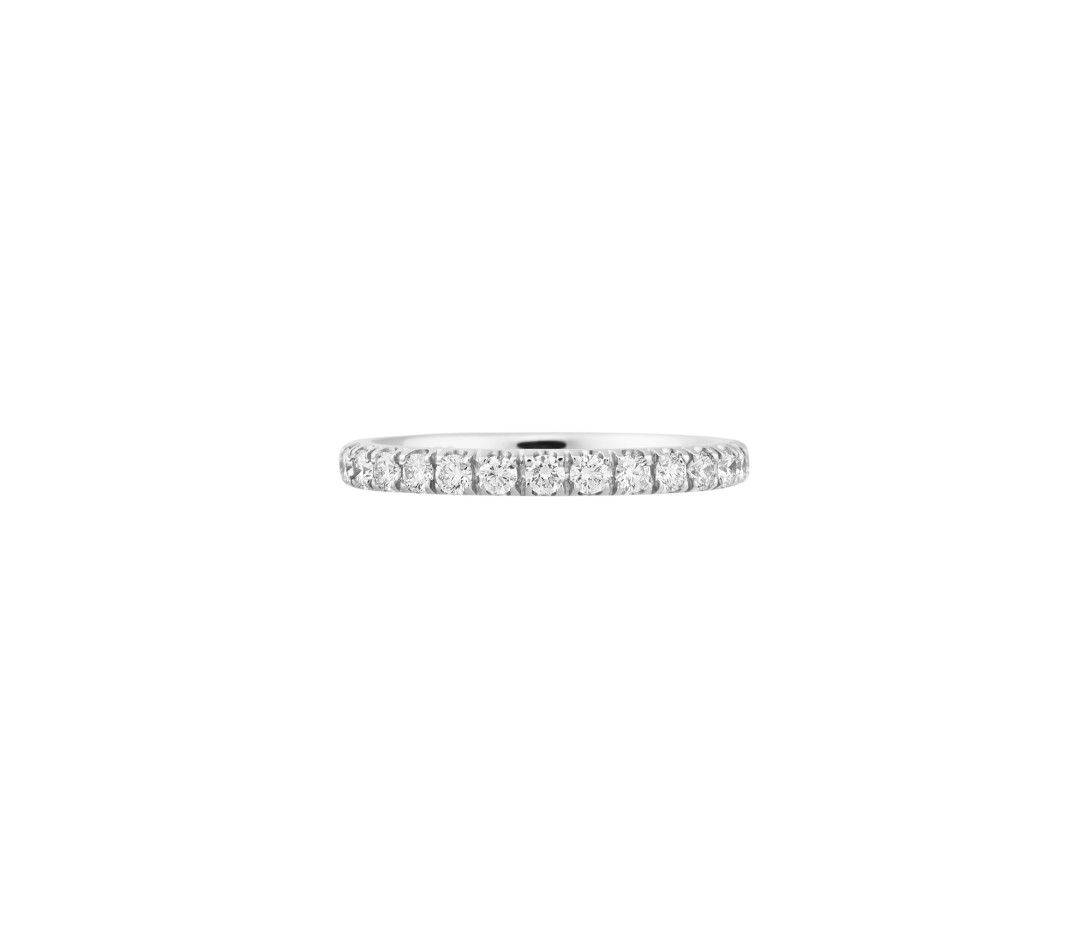 Alliance full-pavée (1,8mm) - Or blanc 18K (1,50 g), diamants 0,60 ct - Face