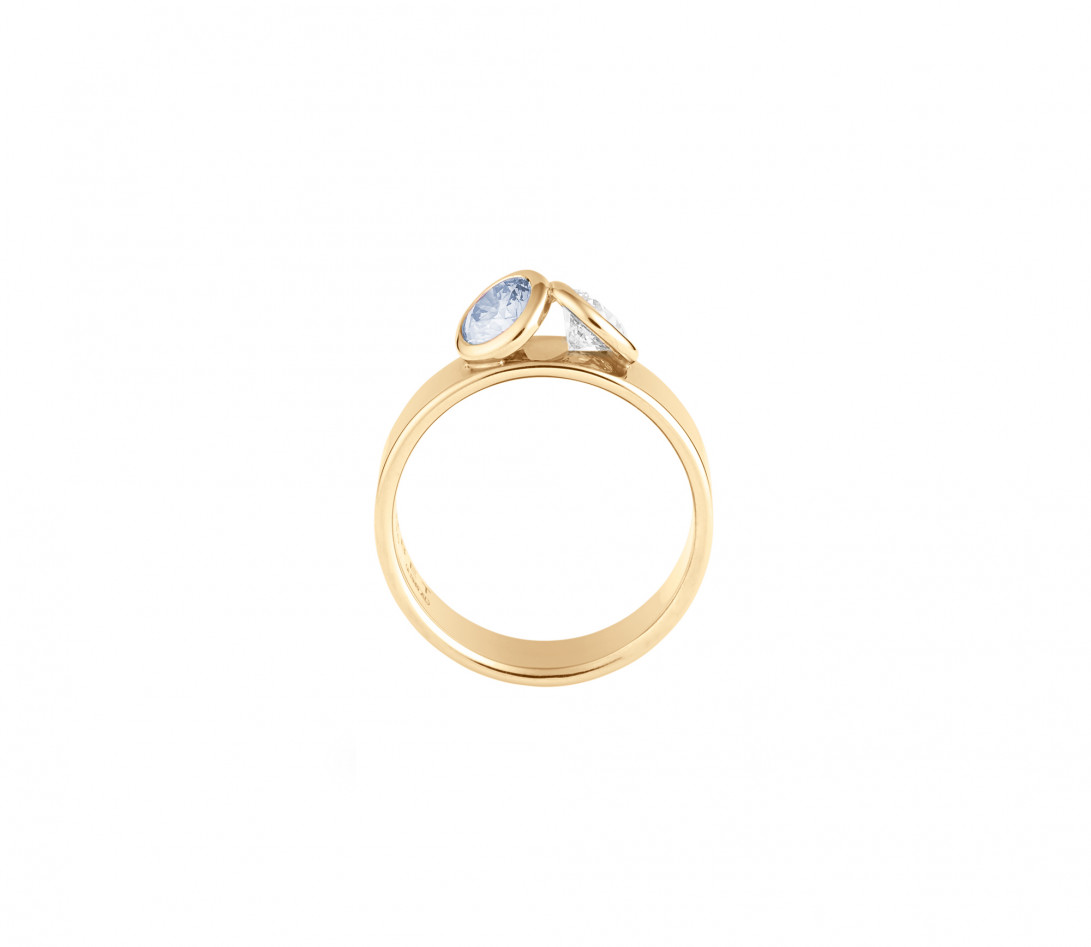 Bague 2 Courbet - Or jaune 18K (7,00g), 2 diamants (1 bleu) 1ct - Profil