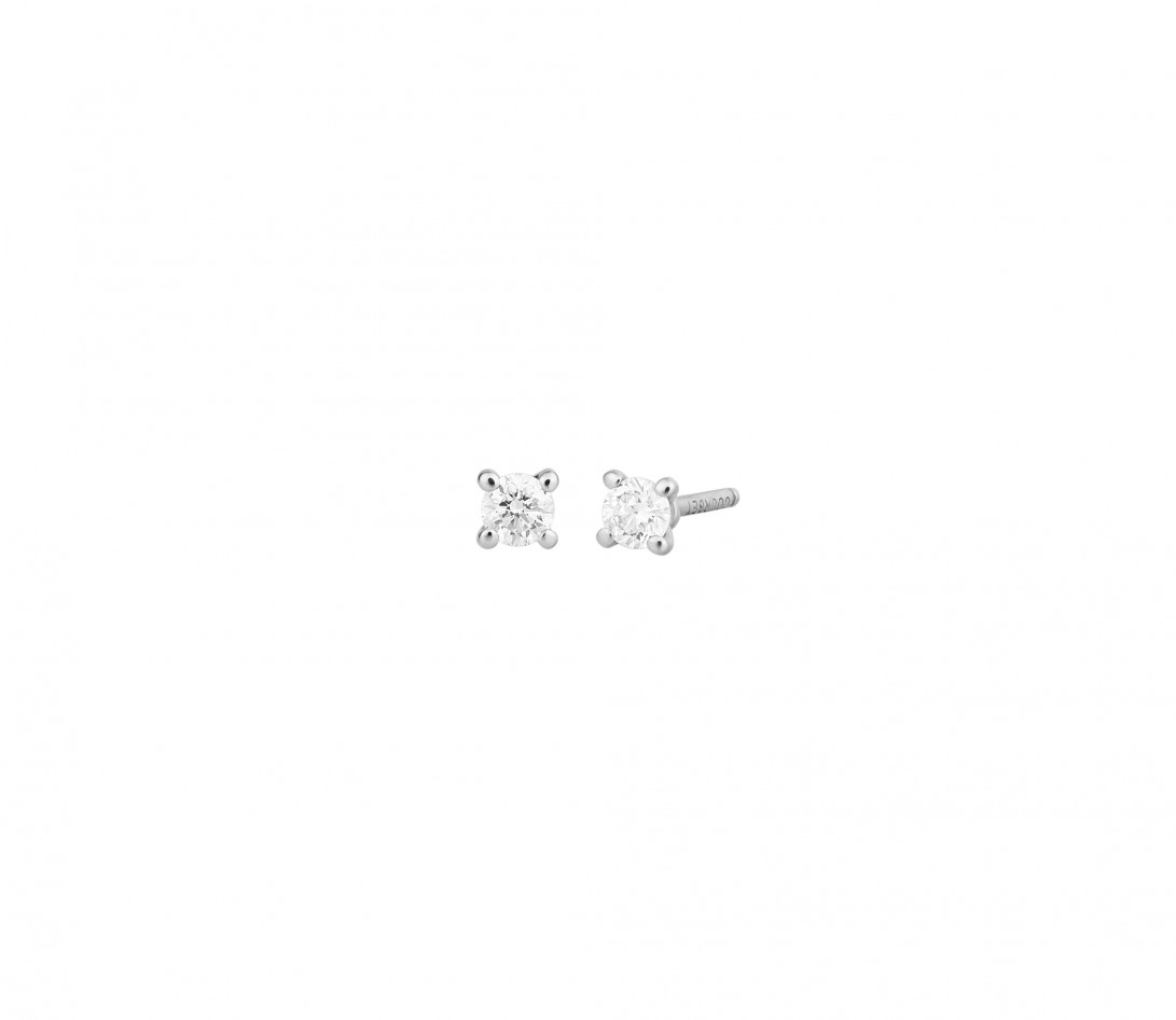 Boucles d'oreilles puces 4 griffes PM en or blanc 18K recyclé et diamants de synthèse - Courbet