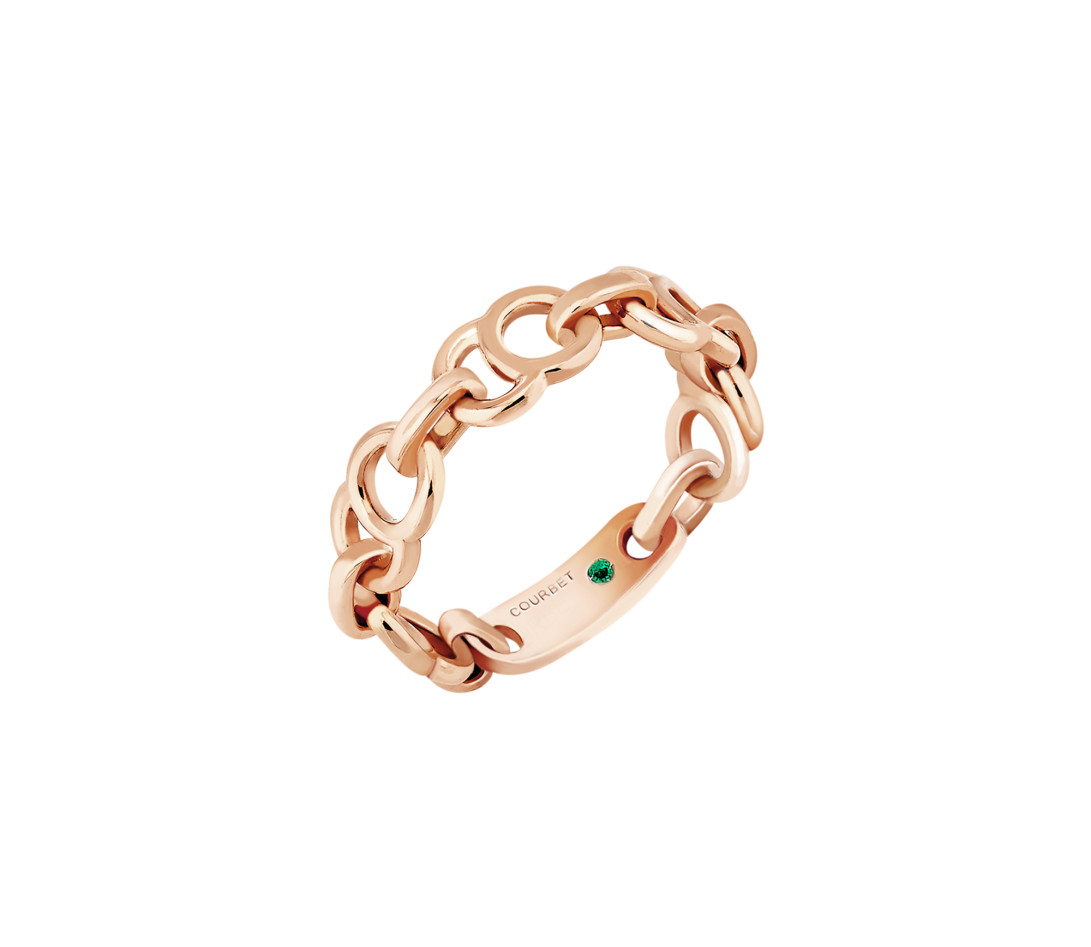 Bague chaîne CELESTE en or rose - Côté