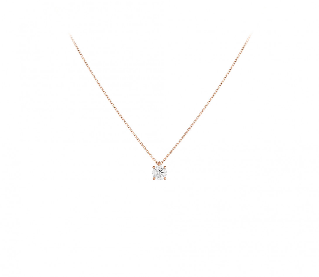 Collier quatre griffes - Or rose 18K (3,50 g), diamant 0,7 ct - Face