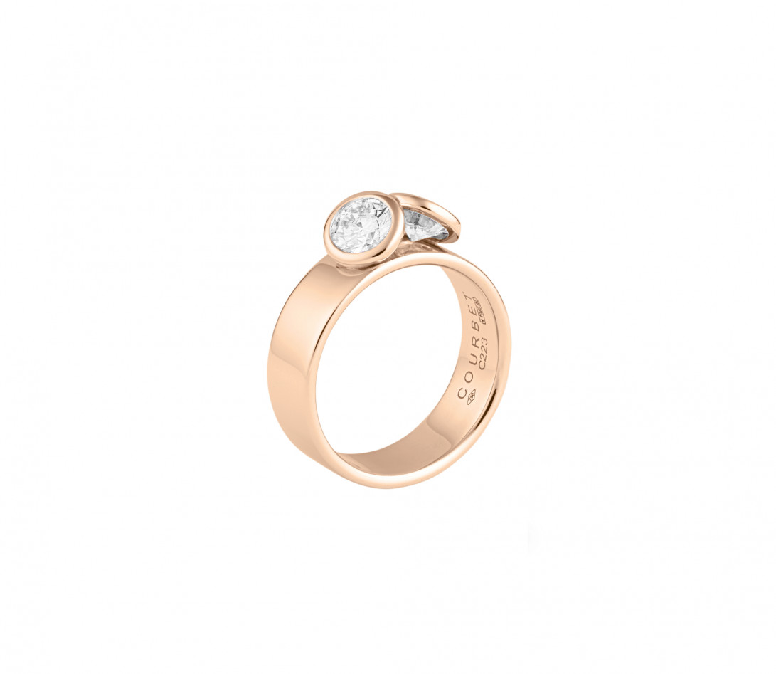 Bague 2Courbet - Or rose 18K (7,00 g),  diamant 1 carat - Côté