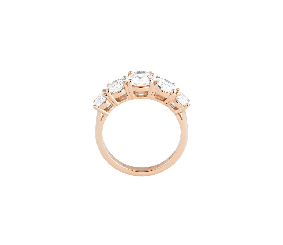 Bague solitaire Quintet - Or rose 18K (5,00 g), 5 diamants 2,50 cts - Profil