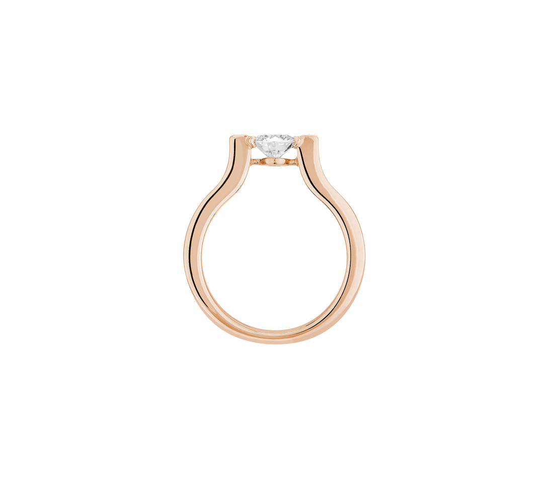 Bague Icone - Or rose 18K (8,00 g), diamant 0,7 ct - Face