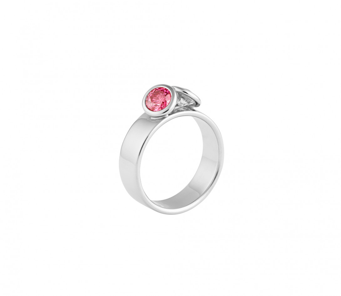 Bague 2 Courbet - Or blanc 18K (7,00g), 2 diamants (1 rose) 1ct - Vue 1