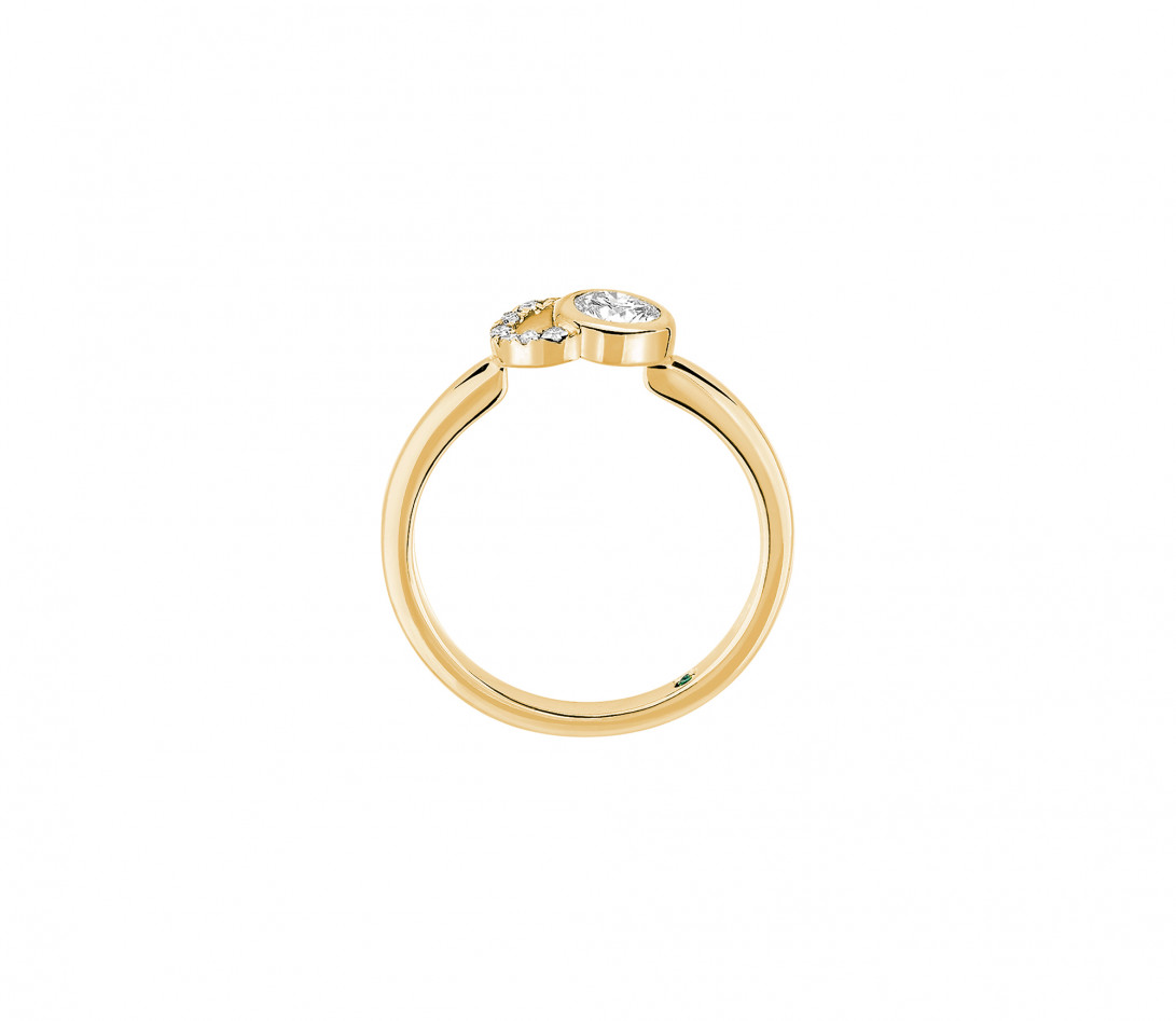 Bague CO - Or jaune 18K, diamants synthétiques - Vue 3