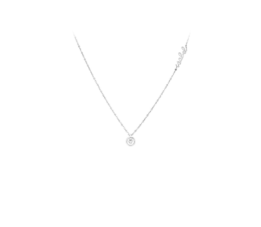 Collier ORIGINE personnalisé en or blanc 18K et diamants de synthèse - Courbet - Vue Porté