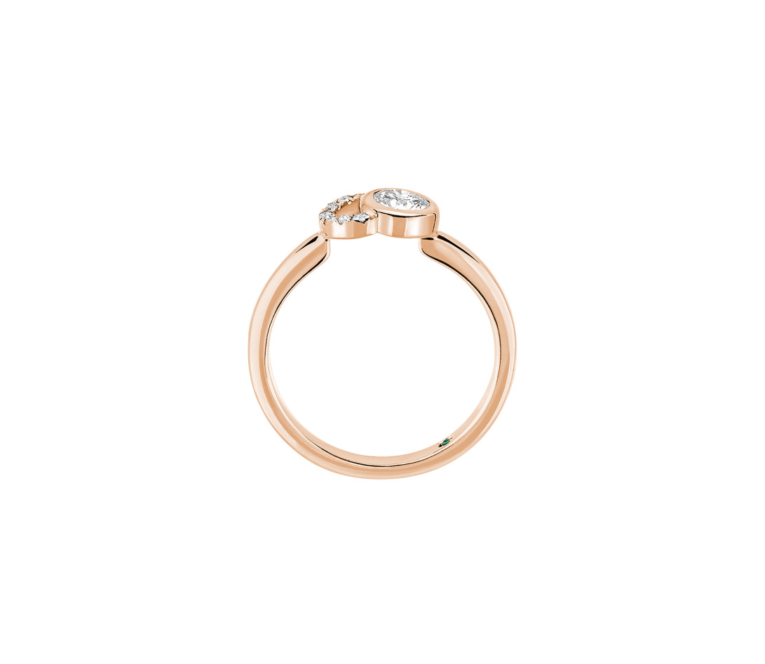 Bague CO - Or rose 18K, diamants synthétiques - Vue 3