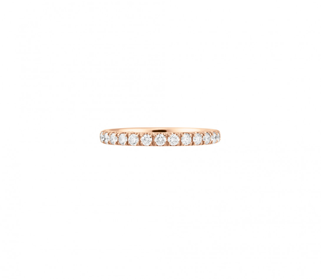 Alliance full-pavée (1,8mm) - Or rose 18K (1,50 g), diamants 0,60 ct - Face