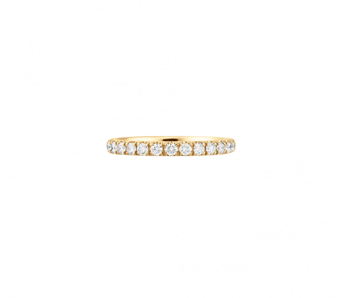 Alliance full-pavée (1,8mm) - Or jaune 18K (1,50 g), diamants 0,60 ct - Face