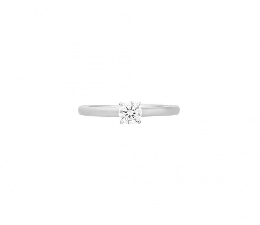 Solitaire quatre griffes - Or blanc 18K (3,90 g), diamant 1 ct - Face