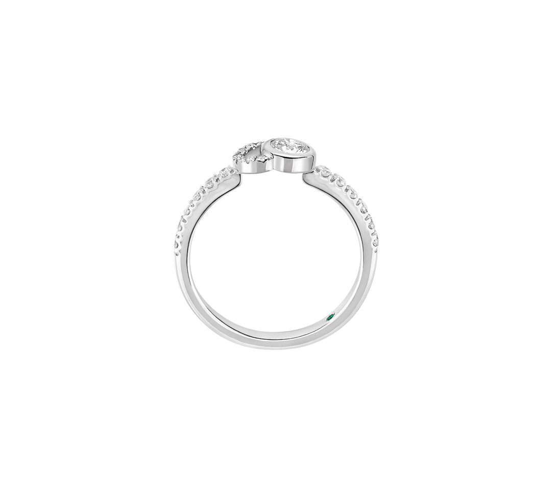 Bague CO demi pavée - Or blanc 18K, diamants synthétiques - Vue 3