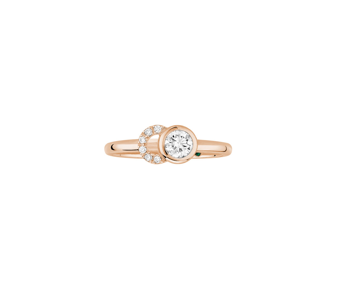 Bague CO - Or rose 18K, diamants synthétiques - Vue 1