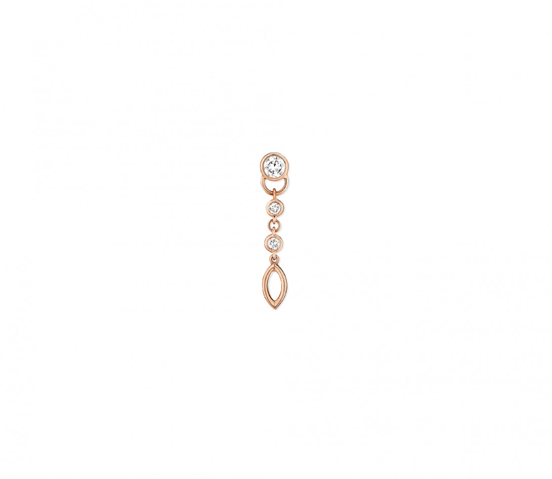 Mono BO pendante CO en or rose 0,2cts