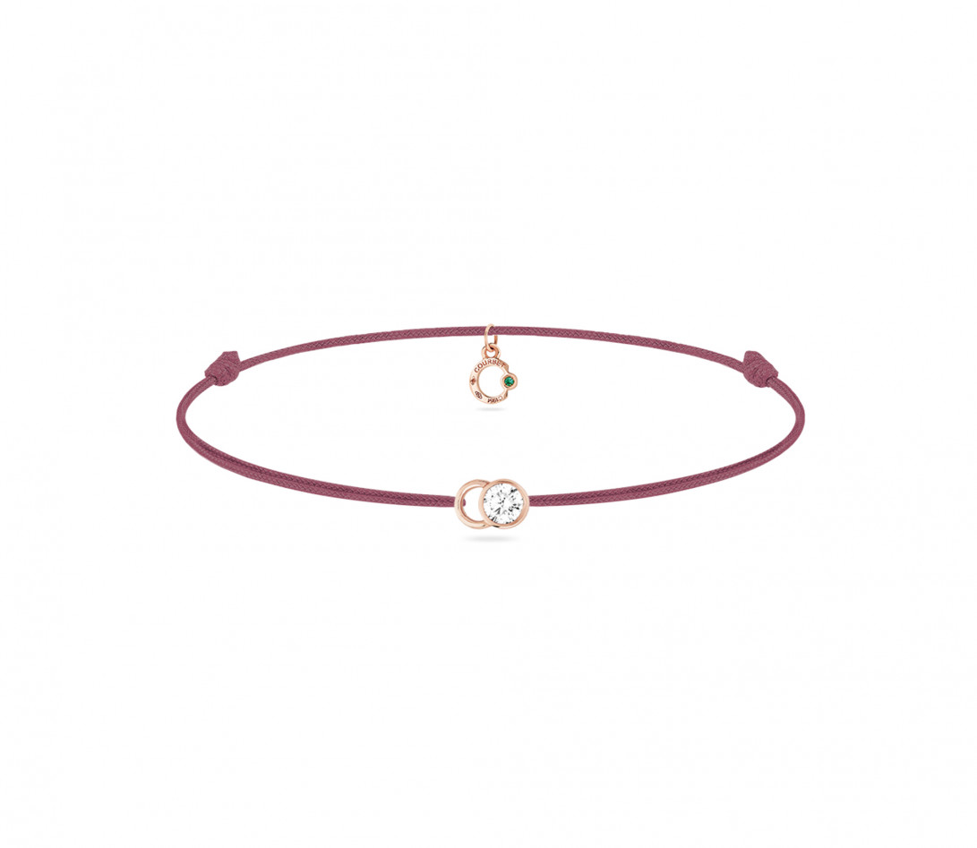 Bracelet cordon LET'S COMMIT bois de rose en or rose - Face