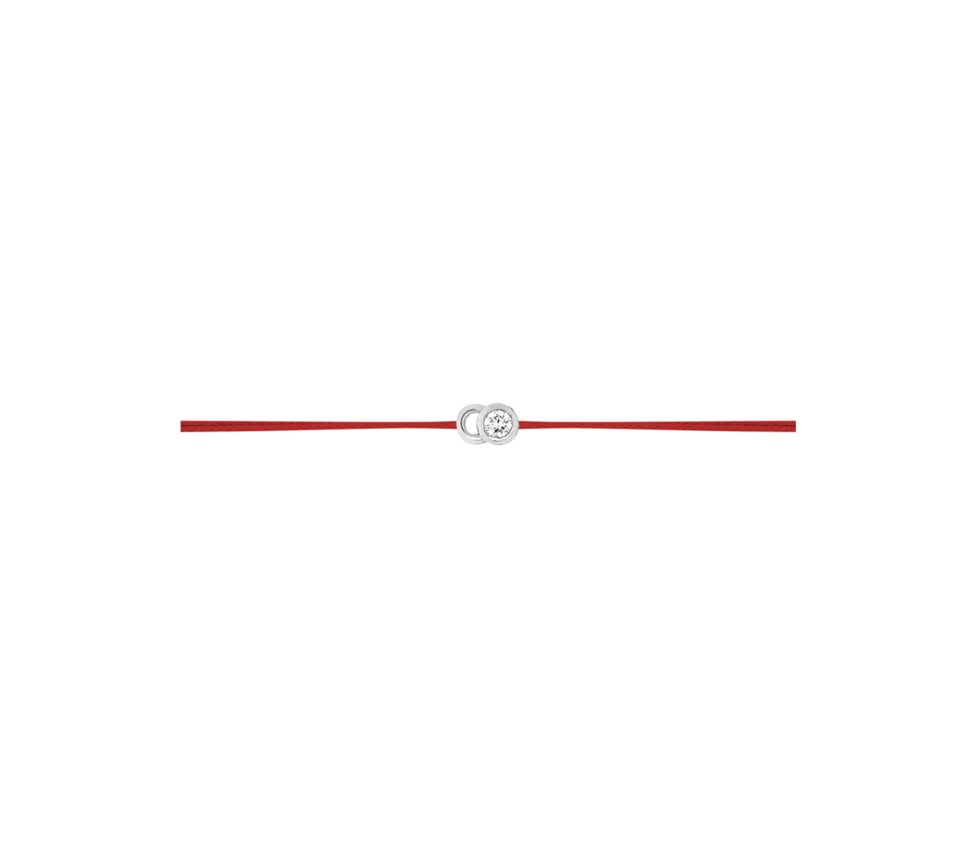 Bracelet cordon LET'S COMMIT rouge carmin en or blanc - Profil