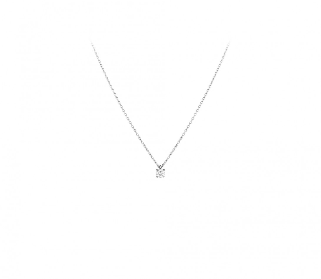 Collier 4G en or blanc et diamants de synthèse 0,1ct