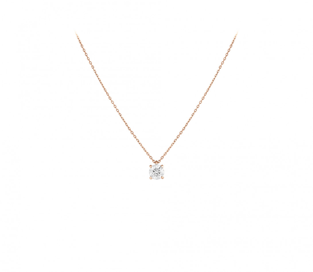 Collier 4G en or rose et diamants de synthèse 0,6ct