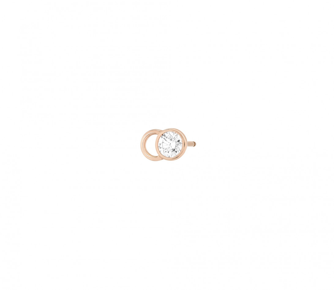 Mono boucle d'oreille CO - Or rose 18K, diamants synthétiques