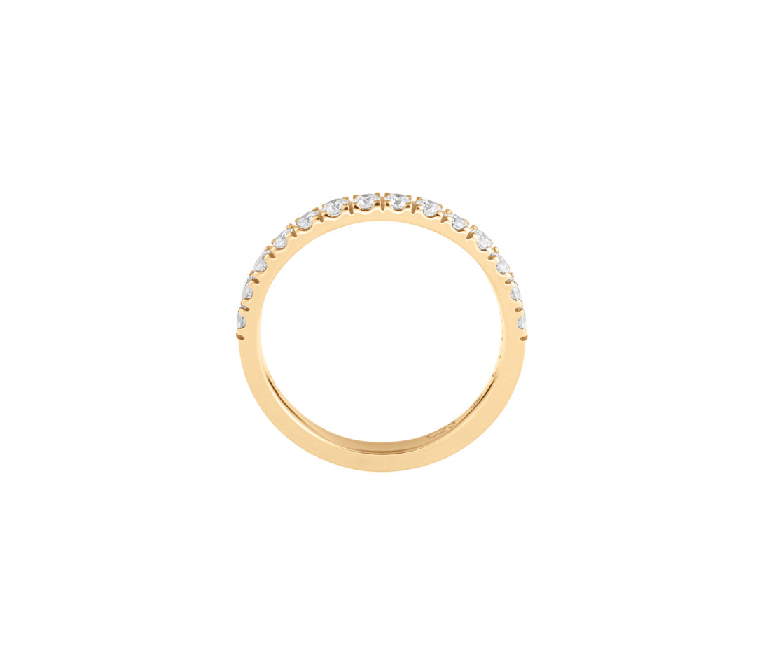 Alliance demi-pavée (2,3 mm) - Or jaune 18K (2,90 g), diamants 0,40 ct - Côté