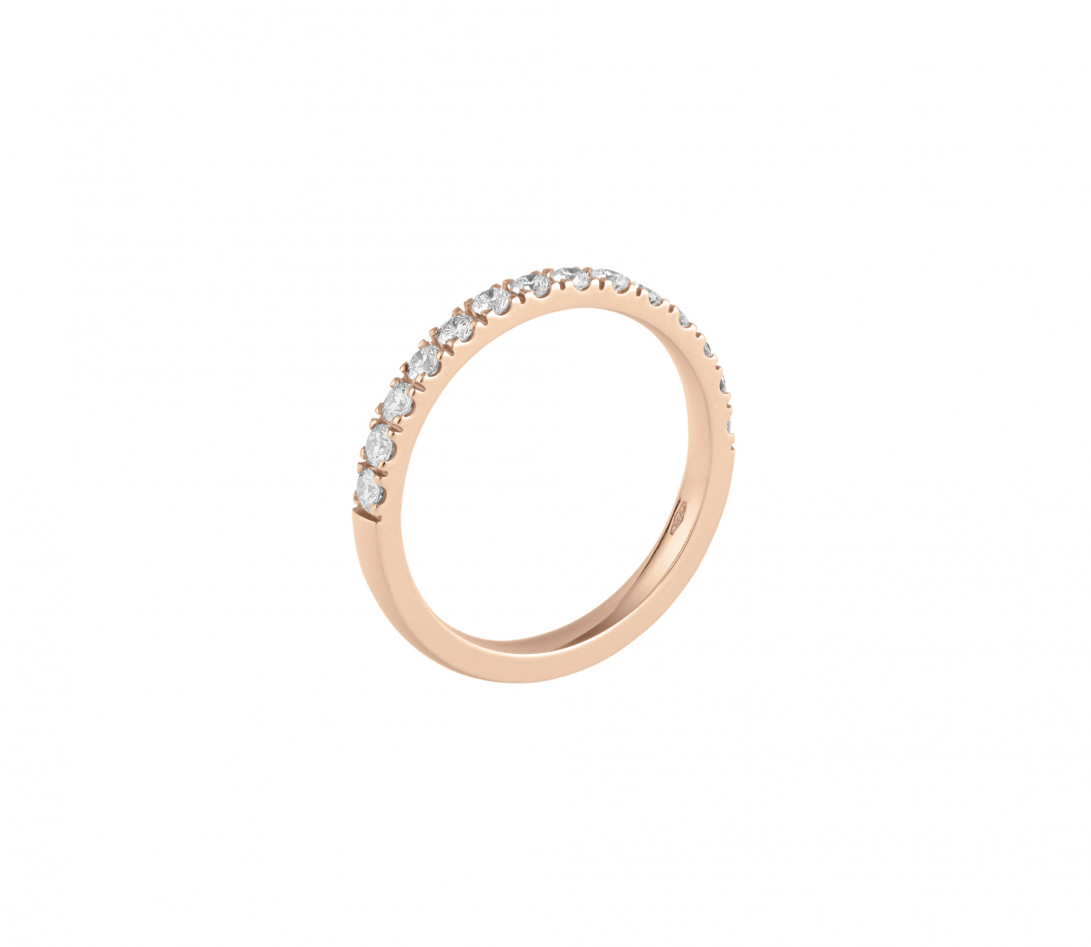 Alliance demi-pavée (2,3 mm) - Or rose 18K (2,90 g), diamants 0,40 ct - Profil