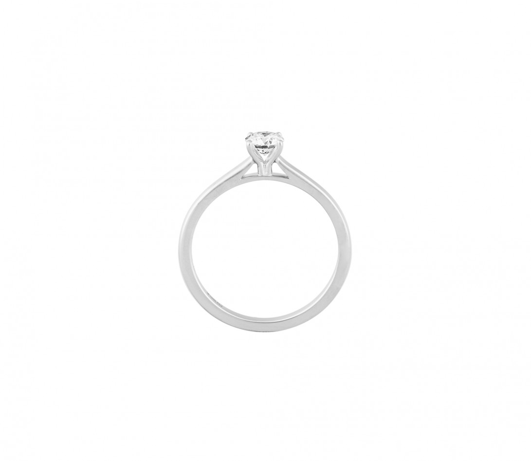 Solitaire quatre griffes - Or blanc 18K (3,90 g), diamant 1 ct - Profil