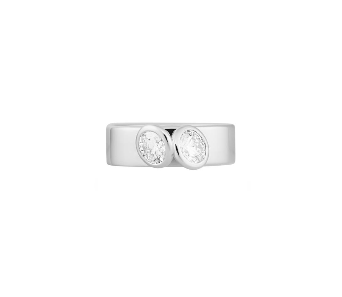 Bague 2 Courbet - Or blanc 18K (7,00g), 2 diamants 1ct - Vue 3