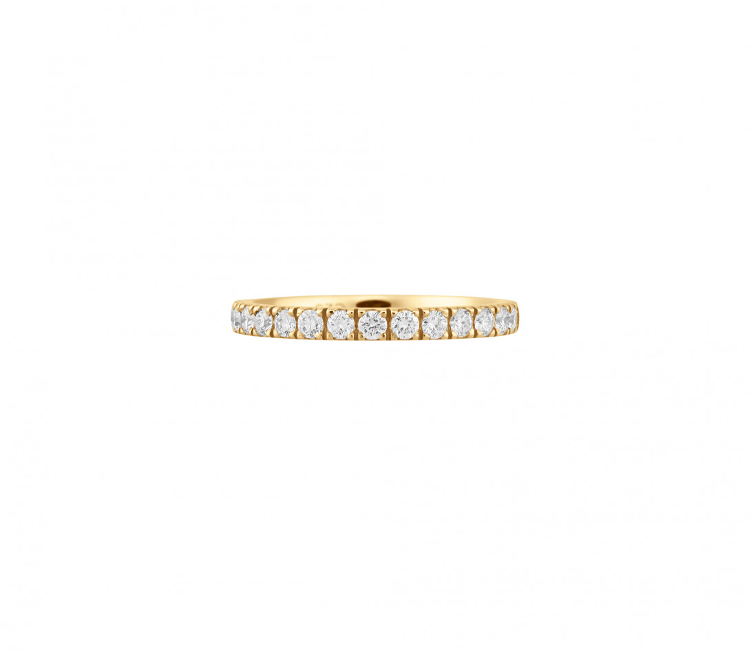 Alliance demi-pavée (2,3 mm) - Or jaune 18K (2,90 g), diamants 0,40 ct - Face