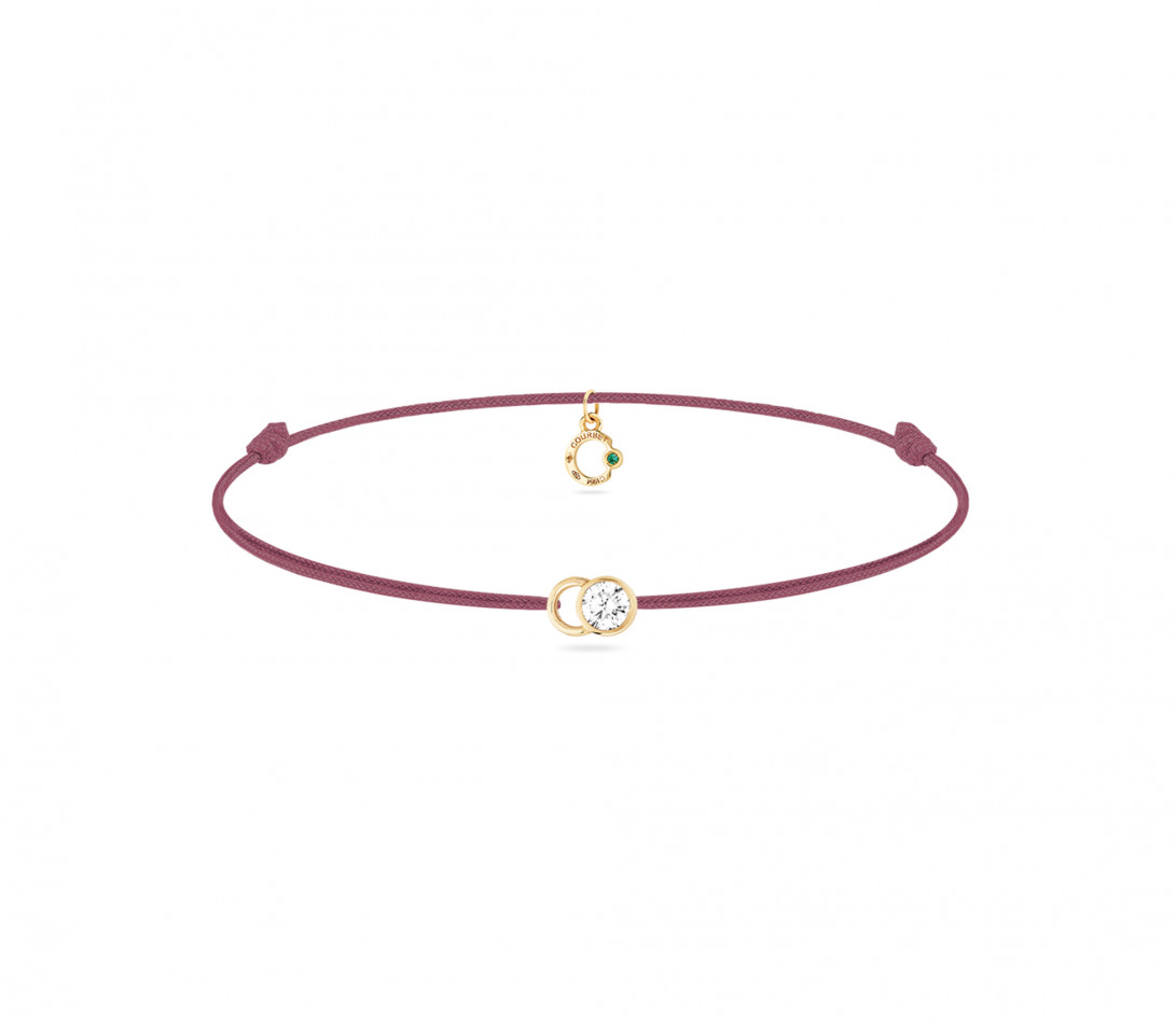 Bracelet cordon LET'S COMMIT bois de rose en or jaune - Face