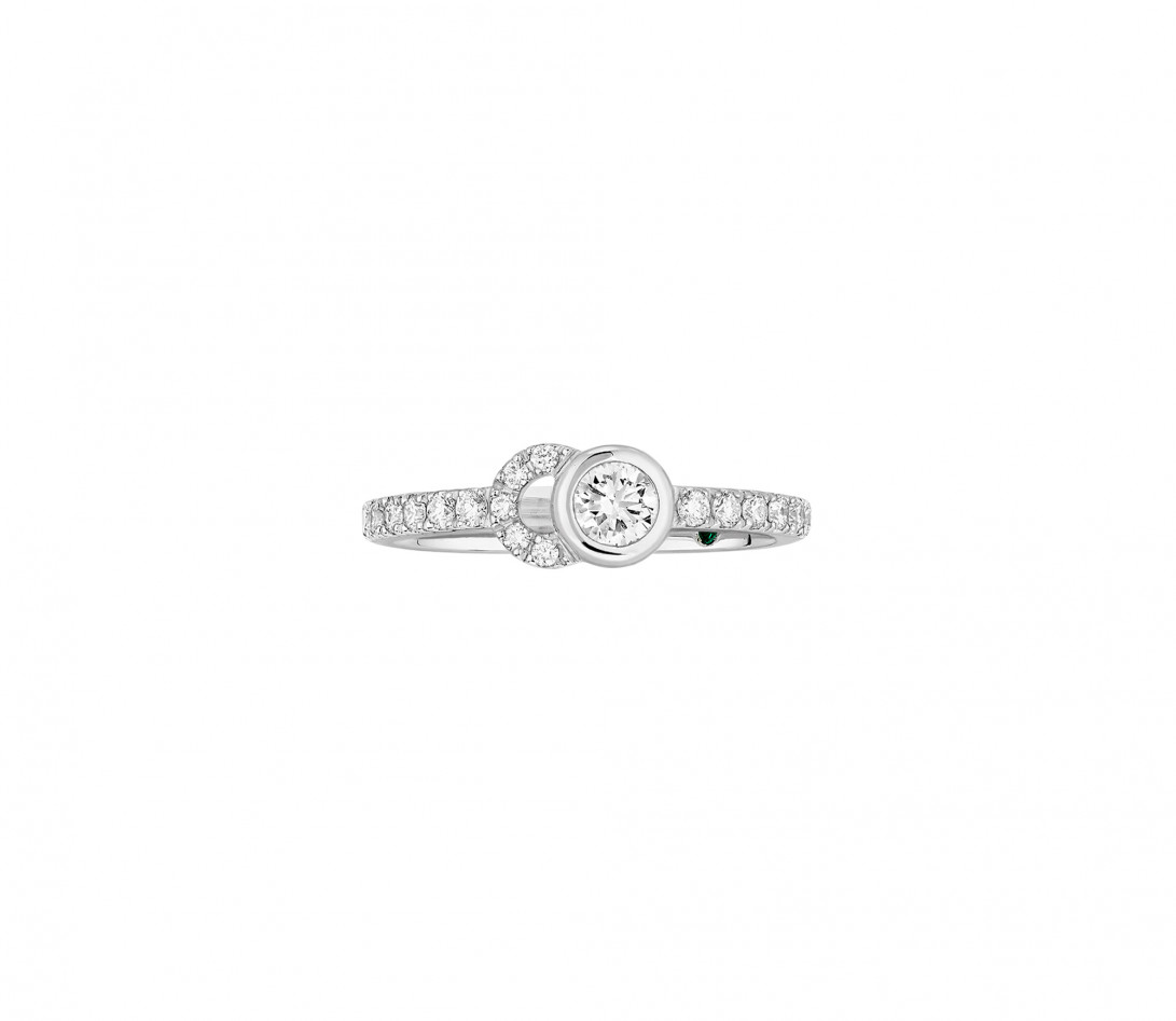 Bague CO demi pavée - Or blanc 18K, diamants synthétiques - Vue 1